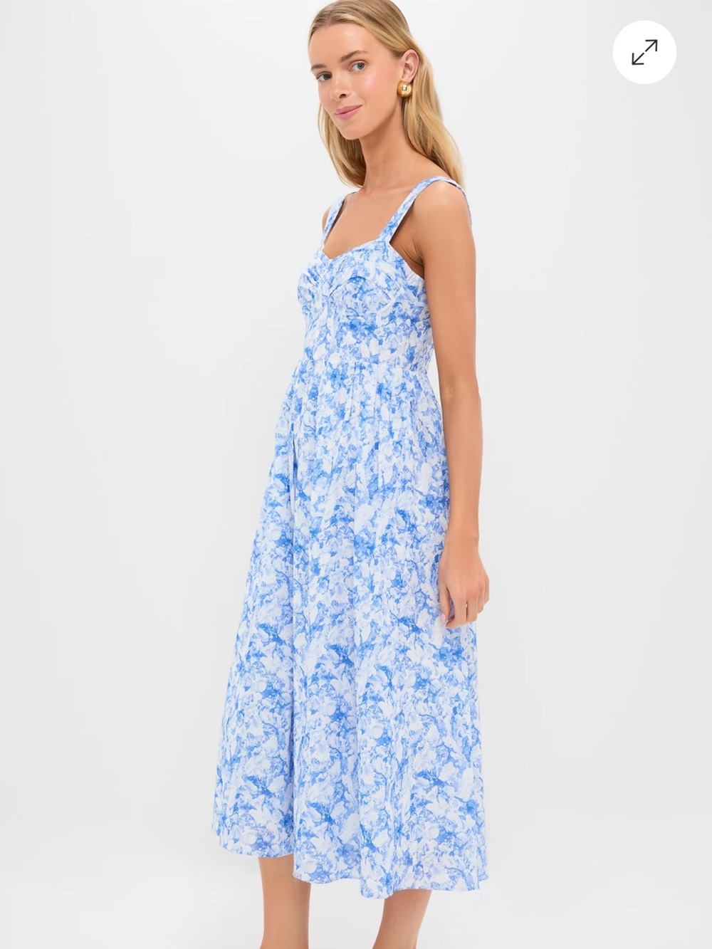 NWT Hyacinth House Blue Watercolor Annette Midi Dress, Size Medium - Picture 4 of 9
